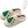 leprix Kerstpantoffels voor dames, rendierpantoffels voor dames, zachte, comfortabele huispantoffels voor dames en heren, F, 8/9 UK