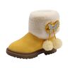 Generic Toddler Shoes 7 Girls Fashion Autumn And Winter Girls Snow Boots Thick Bottom Non Slip Warm Solid Color Rhinestone Bow Zipper Toddler Girl Shoes Size 6 (Yellow, 21 Toddler)