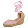 Lora Dora Womens Espadrille Wedge Sandalen Dames Strappy Hessische Wedges Zomer Schoenen Enkel Tie Been Bandjes, roze, 39 EU