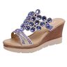 Generic Sandalen instappers met strass, zomerschoenen voor dames, met sleehak en sleehak voor vrouwen, sandalen met sleehak en sleehak, Blauw, 38.5 EU