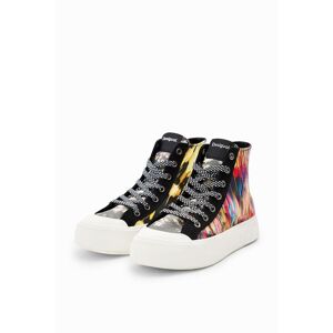 Desigual High-top glitch patchwork sneakers - MATERIAL FINISHES - 38