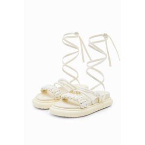 Desigual Strappy tie platform sandals - WHITE - 40
