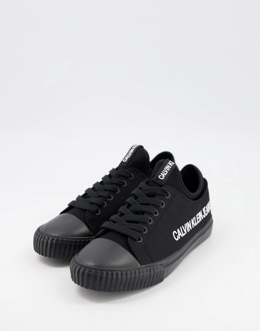 Calvin Klein Jeans iantha logo trainers in black  Black