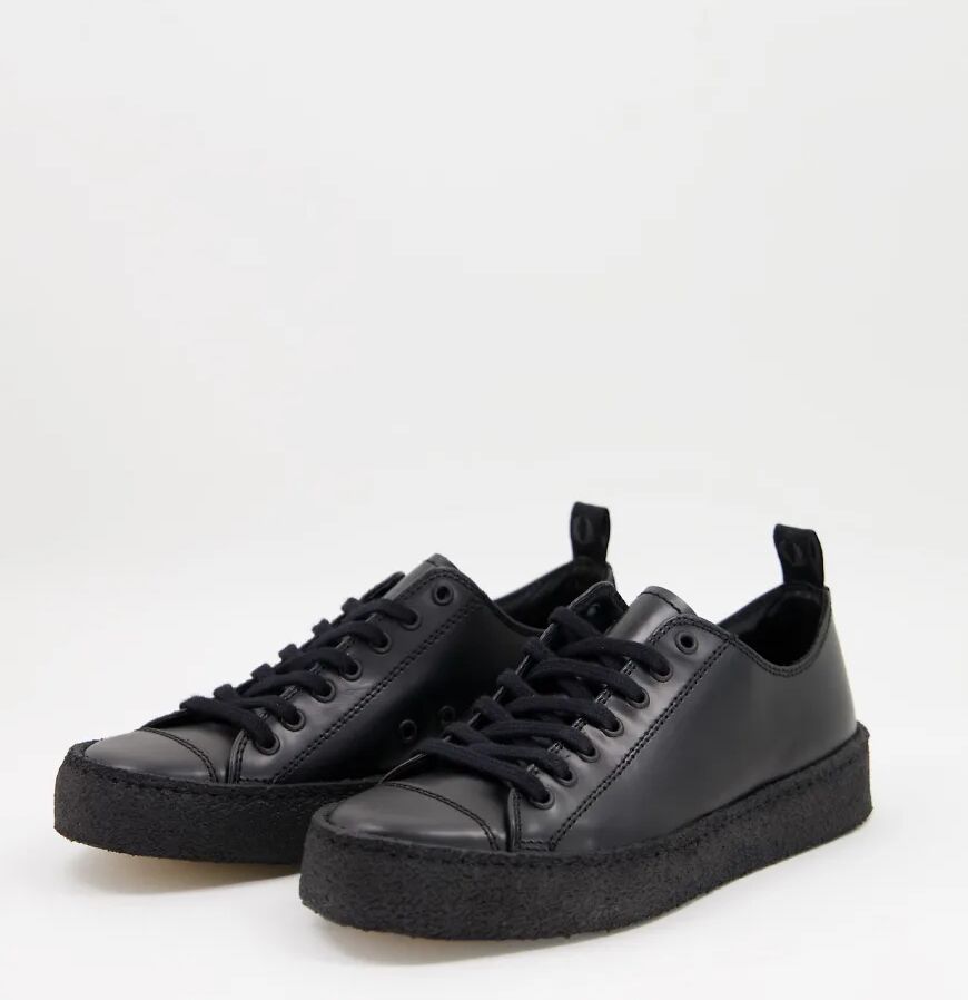 Fred Perry leather platform trainer in black  Black