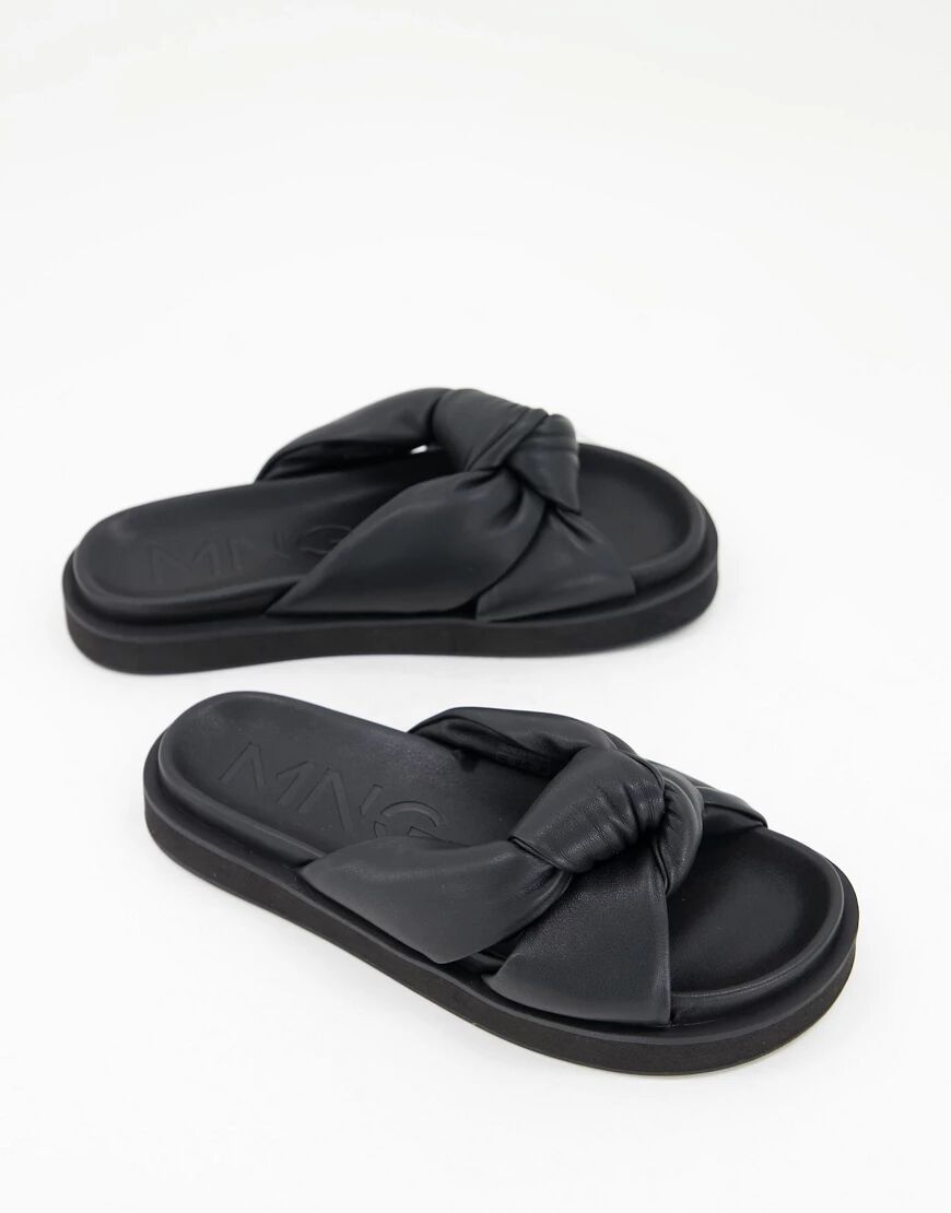 Mango padded knot sandal in black  Black