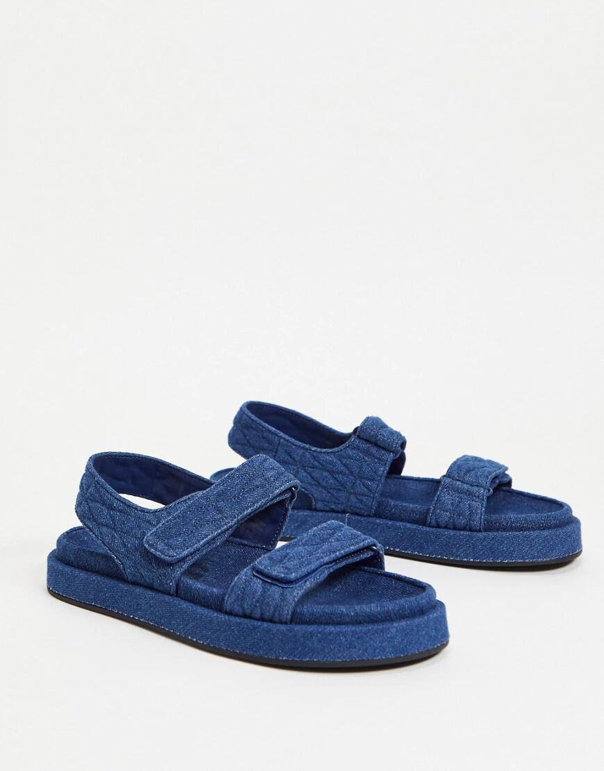 Mango recycled cotton quilted grandad sandal in denim blue  Blue