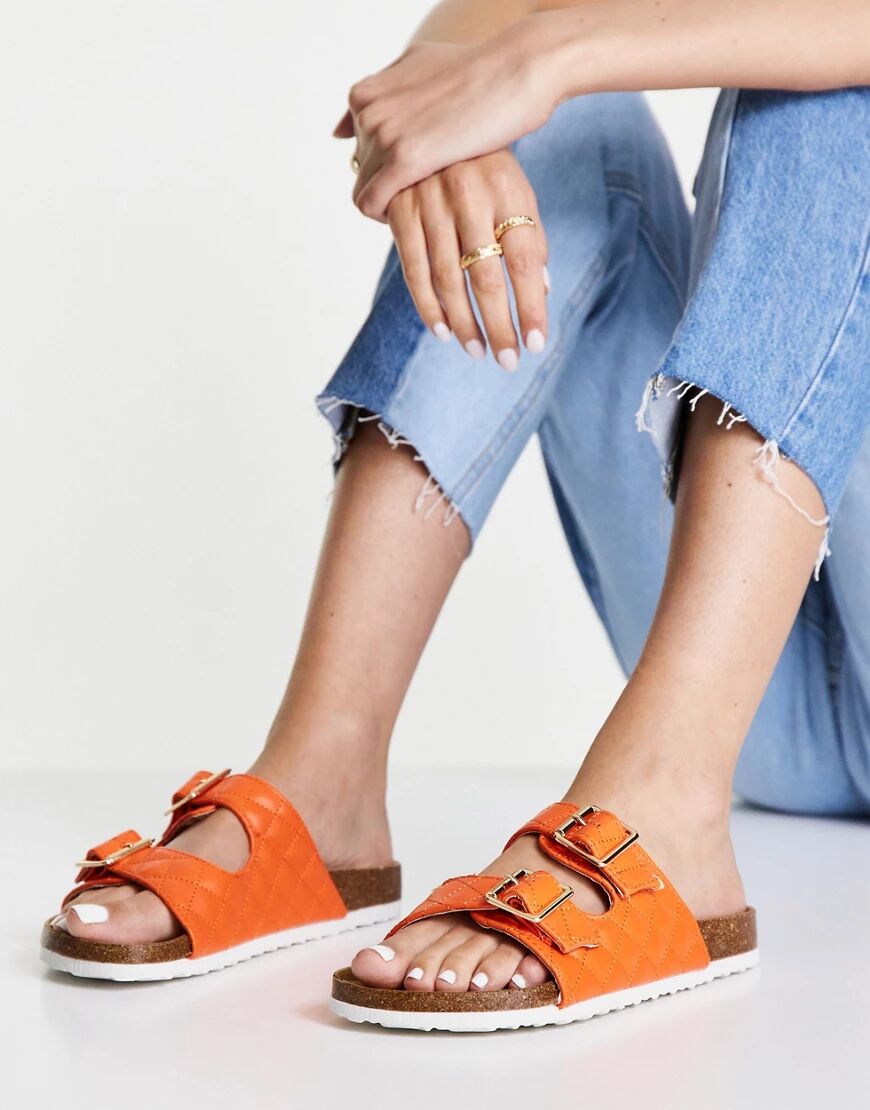 New Look double buckle strap sandal in orange  Orange