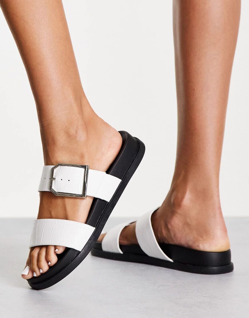 New Look double strap sandal in white  White