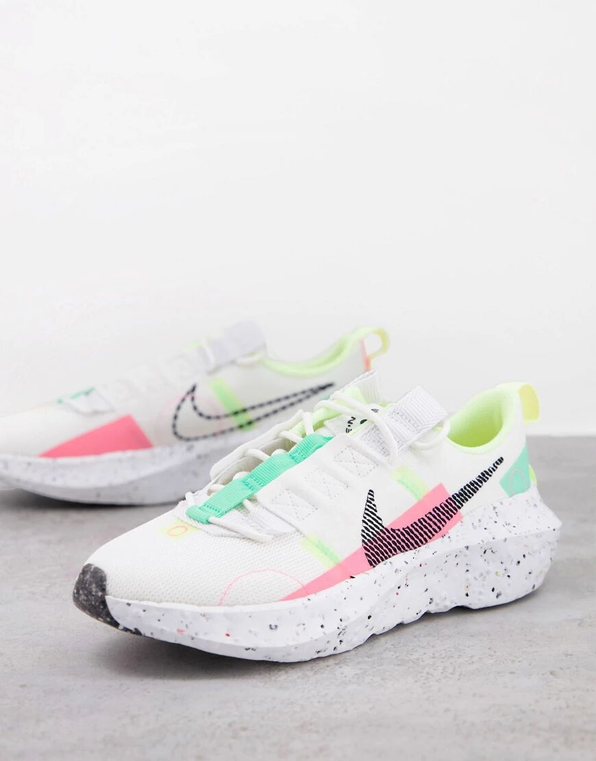 Nike Crater Impact trainers in off white and neon tones  White