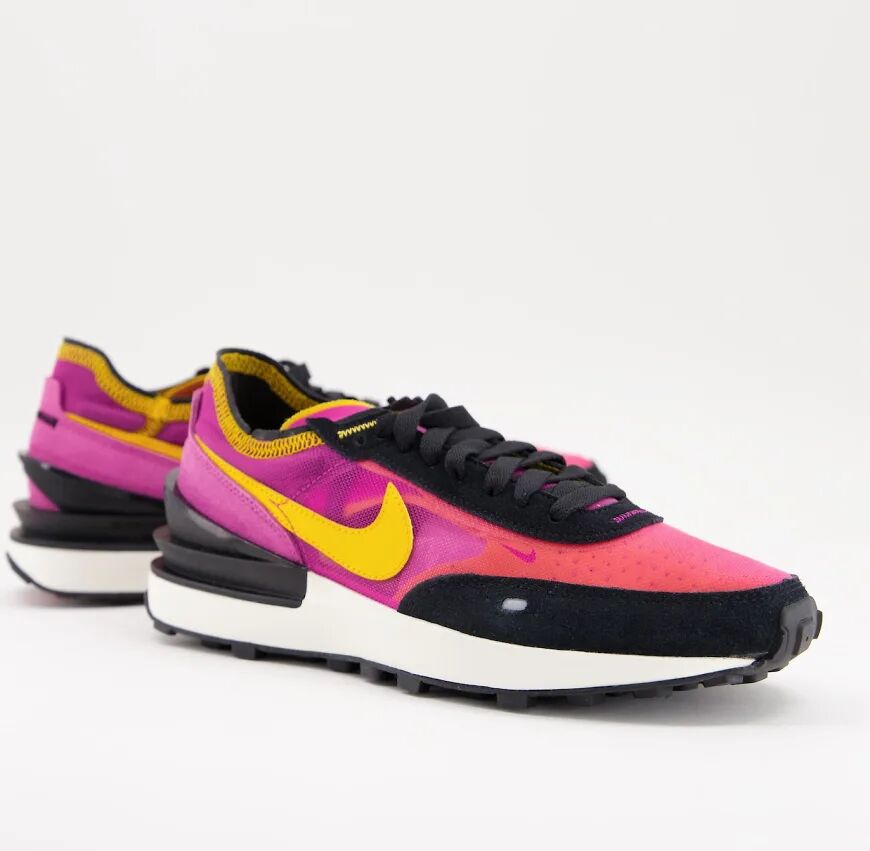 Nike Waffle One trainers in black pink and orange  Pink