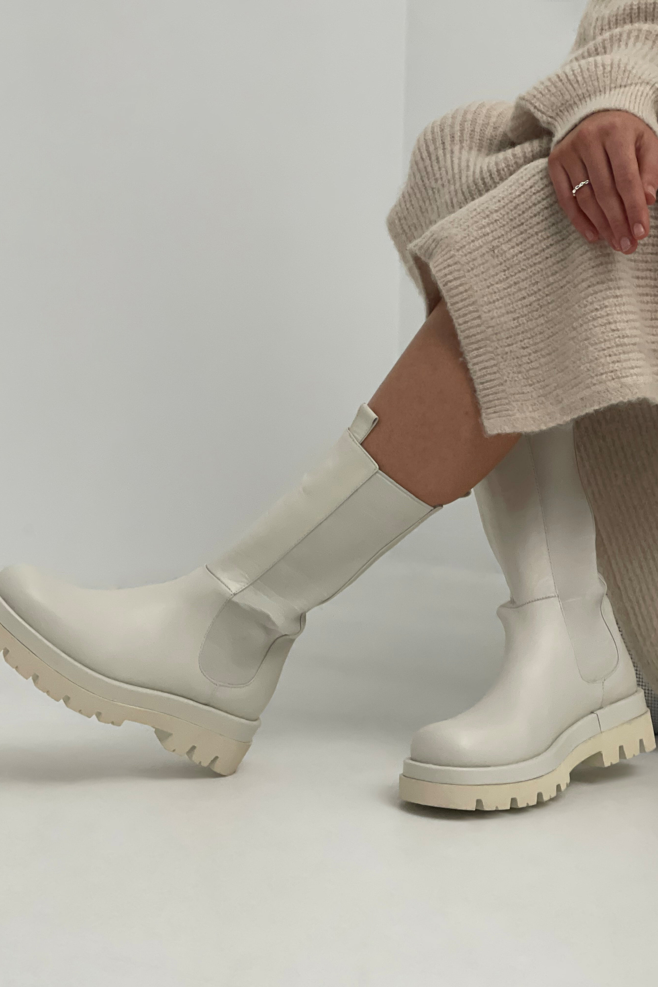 NA-KD Shoes Boots i kalveskinn - Offwhite