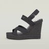 G-Star RAW Bodana Cross Strap Denim Wedge Heels Black Women 39