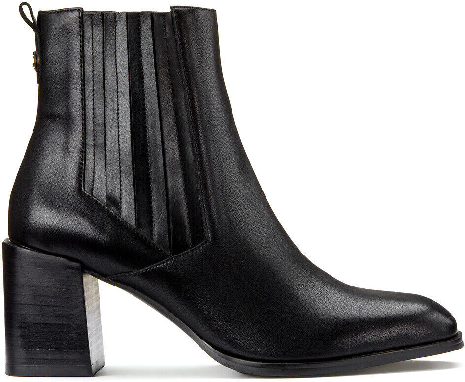 La Redoute Collections Botas em pele, tacão largo   Preto