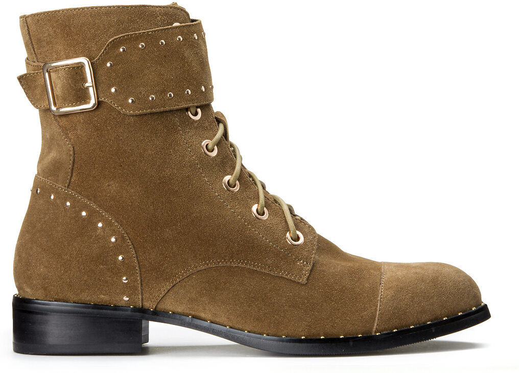 La Redoute Collections Botas com atacadores, em pele, detalhe tachas   Camel