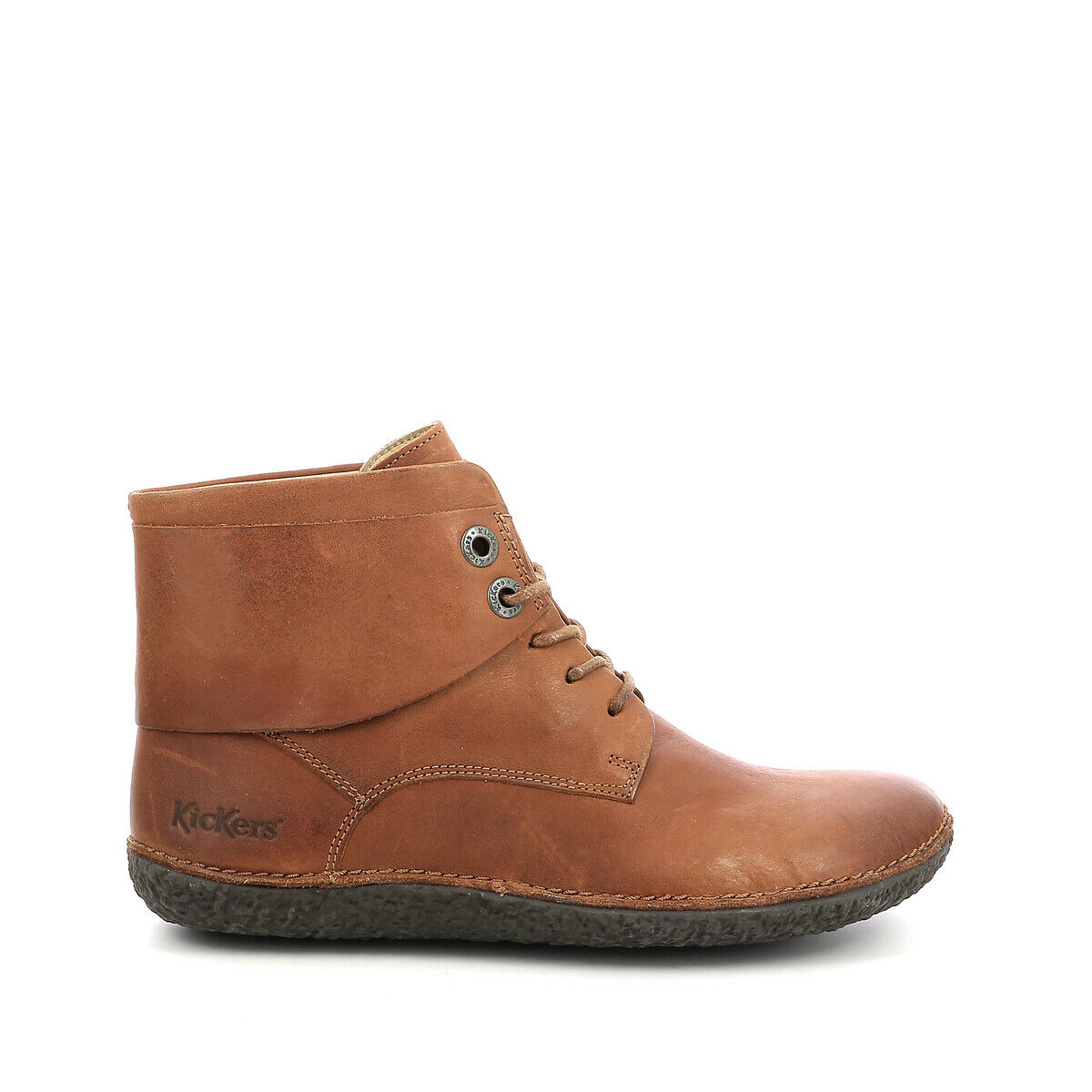 Kickers Botas em pele, com atacadores, Hobbytwo   Camel