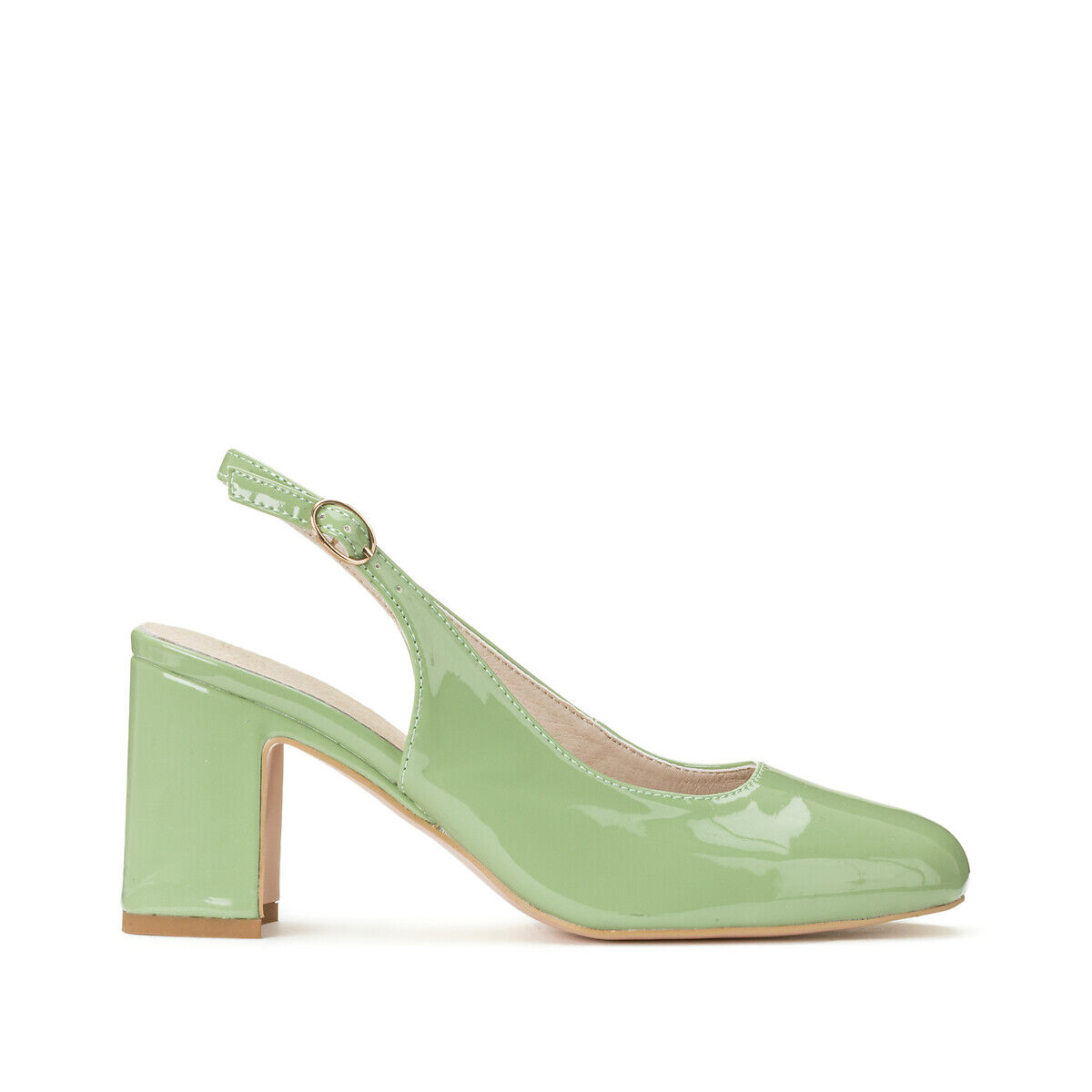 La Redoute Collections Sapatos em verniz, tacão largo, abertos atrás   Verde Claro