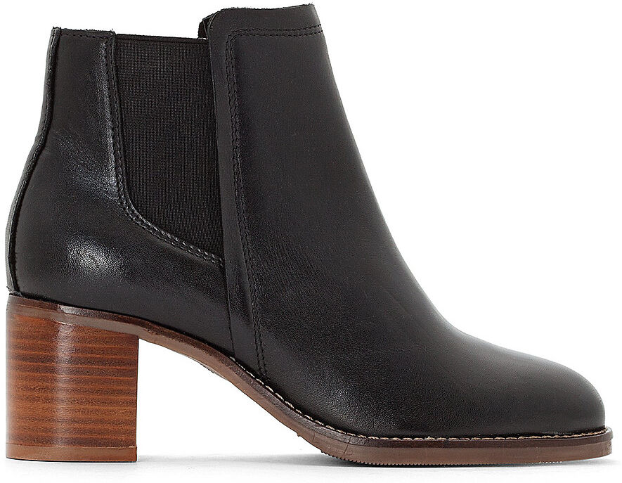 La Redoute Collections Botas chelsea em pele, rasto efeito crepe   Preto