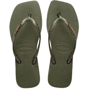 Havaianas Slim Square Logo Metallic Dam, 39/40, Green 0869