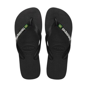 Havaianas Brasil Logo Flip Flops, Black/Black, 39/40