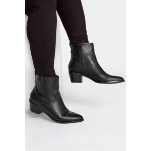 Yours Black Western Pu Ankle Boot In Wide E Fit & Extra Wide eee Fit Black 4EEE Female