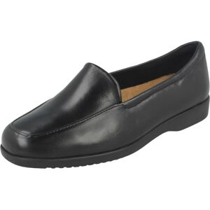 (Black, UK 8) Ladies Clarks Flat Loafer Style Shoes Georgia - E Fit