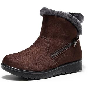 Unbranded (Coffee, 39) No-slip Winter Boots Zipper Solid Plush Warm Ankle For Women