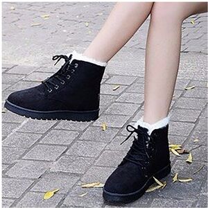 RYWOLT (Black, EU38) Womens Winter Warm Casual Faux Suede Fur Laceup Ankle Boots Snow B