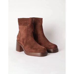 Blue Vanilla Cuffed Suede Chunky Heel Boots - UK 8 (EU 41) / BROWN - female