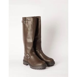 Blue Vanilla Knee High Buckle Detail Boot - UK 5 (EU 38) / BROWN - female