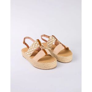 Blue Vanilla Cross Hatch Woven Platform Sandal - 7/40 / BEIGE - female