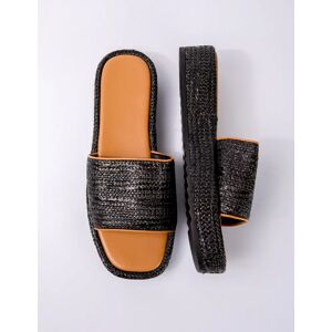 Blue Vanilla Woven Front Slip on Sandal - UK 6 (EU 39) / BLACK - female