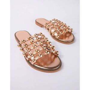 Blue Vanilla Metal Stud All Over Sandal - 7/40 / Rose Gold - female