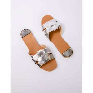 Blue Vanilla Thick Strappy Sandals - UK 6 (EU 39) / SILVER - female