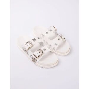 Blue Vanilla Buckle Detail Stud Sliders - UK 5 (EU 38) / WHITE - female