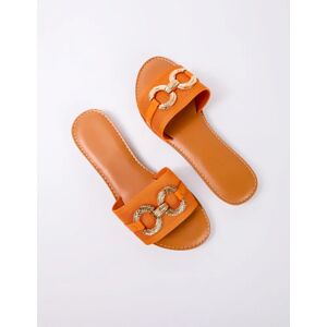 Blue Vanilla O Ring Metal Detail Stretch Sandal - UK 3 (EU 36) / ORANGE - female