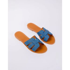 Blue Vanilla Cross Front Flat Sandal - UK 7 (EU 40) / DENIM - female