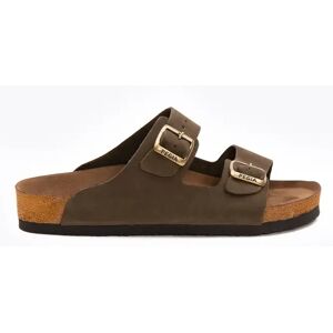 Pegia Santio Nubuck Unisex Buckle Slippers, 39/6 / Khaki