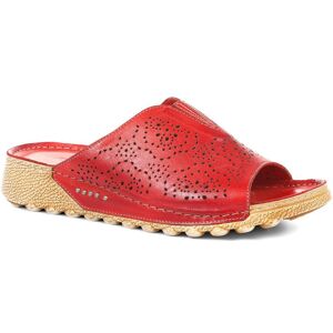 Pavers Women's Flexible Leather Mules - KARY35005 / 322 125 - 3 - Red - Female