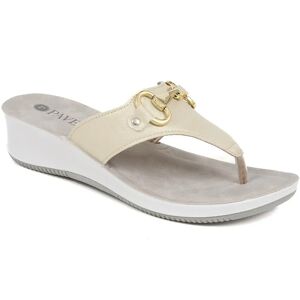 Pavers Low Wedge Toe-Post Sandals - INB39069 / 325 390 - 6 - Gold - Female