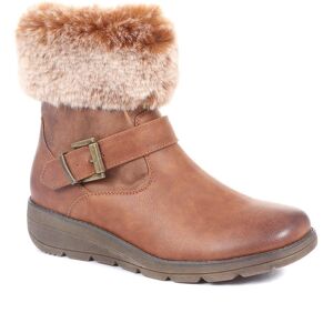 Pavers Faux Fur Trimmed Ankle Boots - WOIL34029 / 320 793 - 6 - Tan - Female