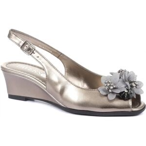 Pavers Slingback Peep-Toe Wedge Heels - HUANG35009 / 322 265 - 7 - Grey - Female