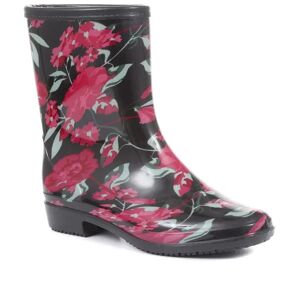 Pavers Floral Print Wellie Ankle Boot - FEI30008 / 316 230 - 2 - Black - Female