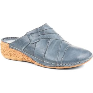 Pavers Leather Wedge Heel Clogs - KARY33003 / 319 618 - 4 - Blue - Female