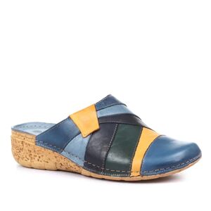 Pavers Leather Wedge Heel Clogs - KARY33003 / 319 618 - 4 - Blue - Female