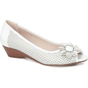 Pavers Wide Fit Open Toe Pump with Flower - SAND1900 / 135 753 - 6 - White - Female