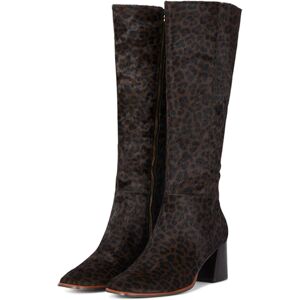 Women's Leather Chocolate Leopard Knee High Boot in Brown, Size UK 6 by Never Fully Dressed