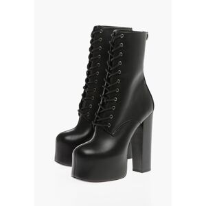 Saint Laurent Leather PIUMA Lace-up Booties with Platform Sole 15cm size 40 - Female