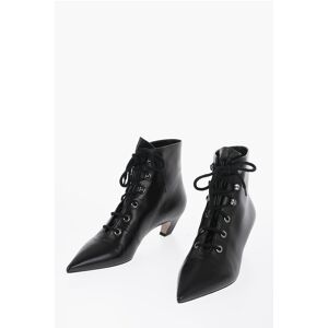 Christian Dior Pointed Lace-Up Leather Booties Heel 4cm size 40,5 - Female