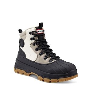 Hunter Women's Explorer Lace Up Duck Boots  - Black/White/Beige - Size: 8