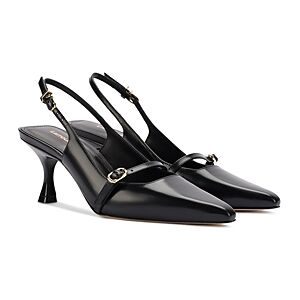 Larroude Women's Ines Pointed Toe Slingback Pumps  - Black - Size: 9.5